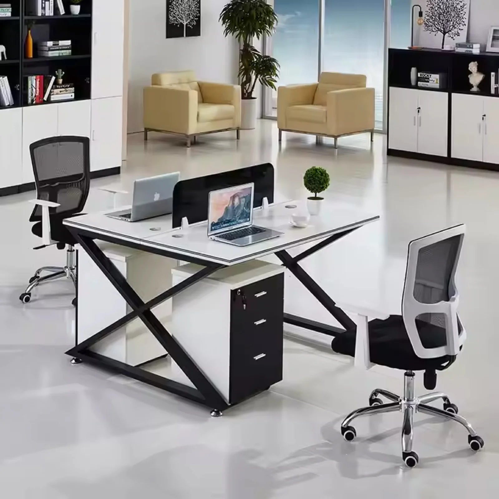 Office Workstation Table With Partition - 6 Seater