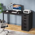 Computer Desk with 5 Drawers, 48 inches Home Office Desk with Storage, Modern Simple Laptop Desk Study Writing Table for Small Spaces - Brown+Black