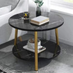 Elegant and Functional Double Layers Marble Side Table Set