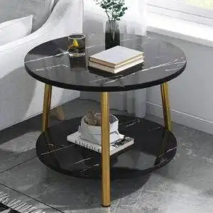 Elegant and Functional Double Layers Marble Side Table Set