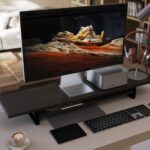 LED Stylish Dual Monitor stand with Desk Shelf to keep your things