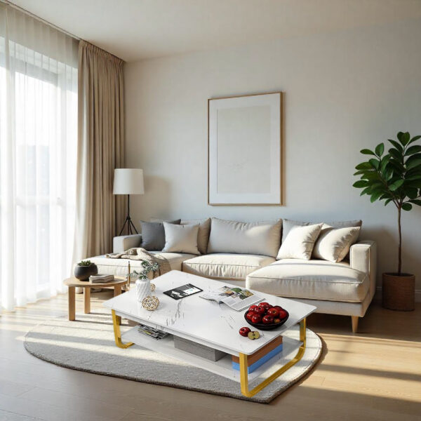 Marble Style Coffee Table For Living Rooms