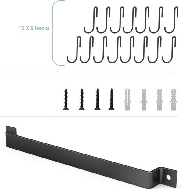 Kitchen Rail with 15 Hooks, 16 Inch Wall Mounted Hanging Utensil Rack Kitchen Utensil Hanger for Kitchen, 1 Pack - Image 5