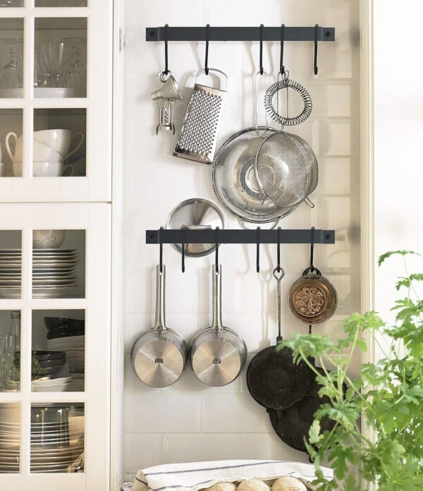 Kitchen Rail with 15 Hooks, 16 Inch Wall Mounted Hanging Utensil Rack Kitchen Utensil Hanger for Kitchen, 1 Pack - Image 4