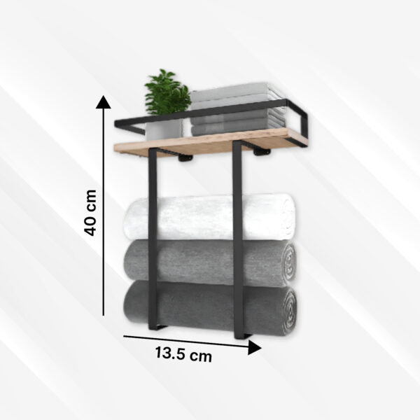 Towel Racks for Bathroom Wall Mounted with Wooden Shelf for Folding Large Towels - Image 2