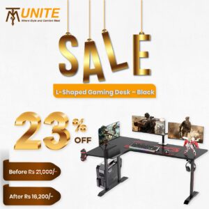 Ergonomic Gaming Desk L Shape Gaming Computer Desk - Black