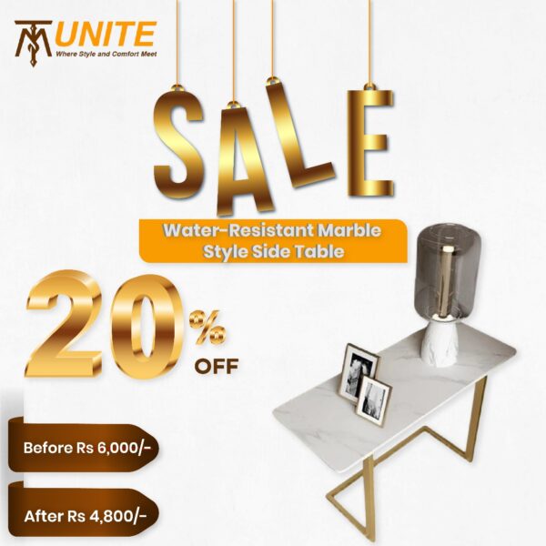 Water resistant Rectangular Marble style Side Table