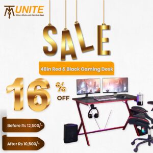 48in Red and Black Y-Leg Gaming Desk
