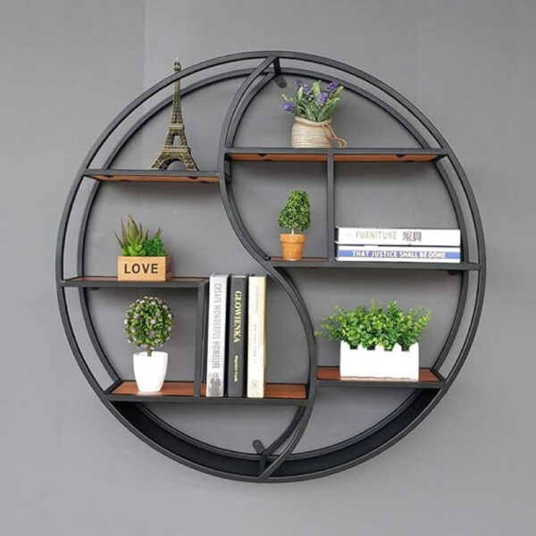 Wall-Mounted "YIN YANG" Metal Storage Floating Shelve Frame Decor - Image 2