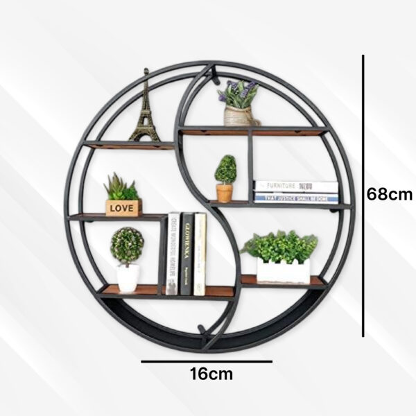 Wall-Mounted "YIN YANG" Metal Storage Floating Shelve Frame Decor - Image 3