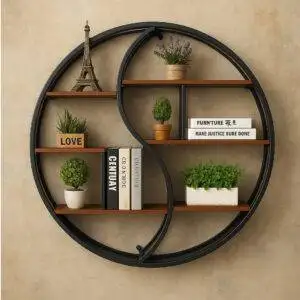 Wall-Mounted "YIN YANG" Metal Storage Floating Shelve Frame Decor