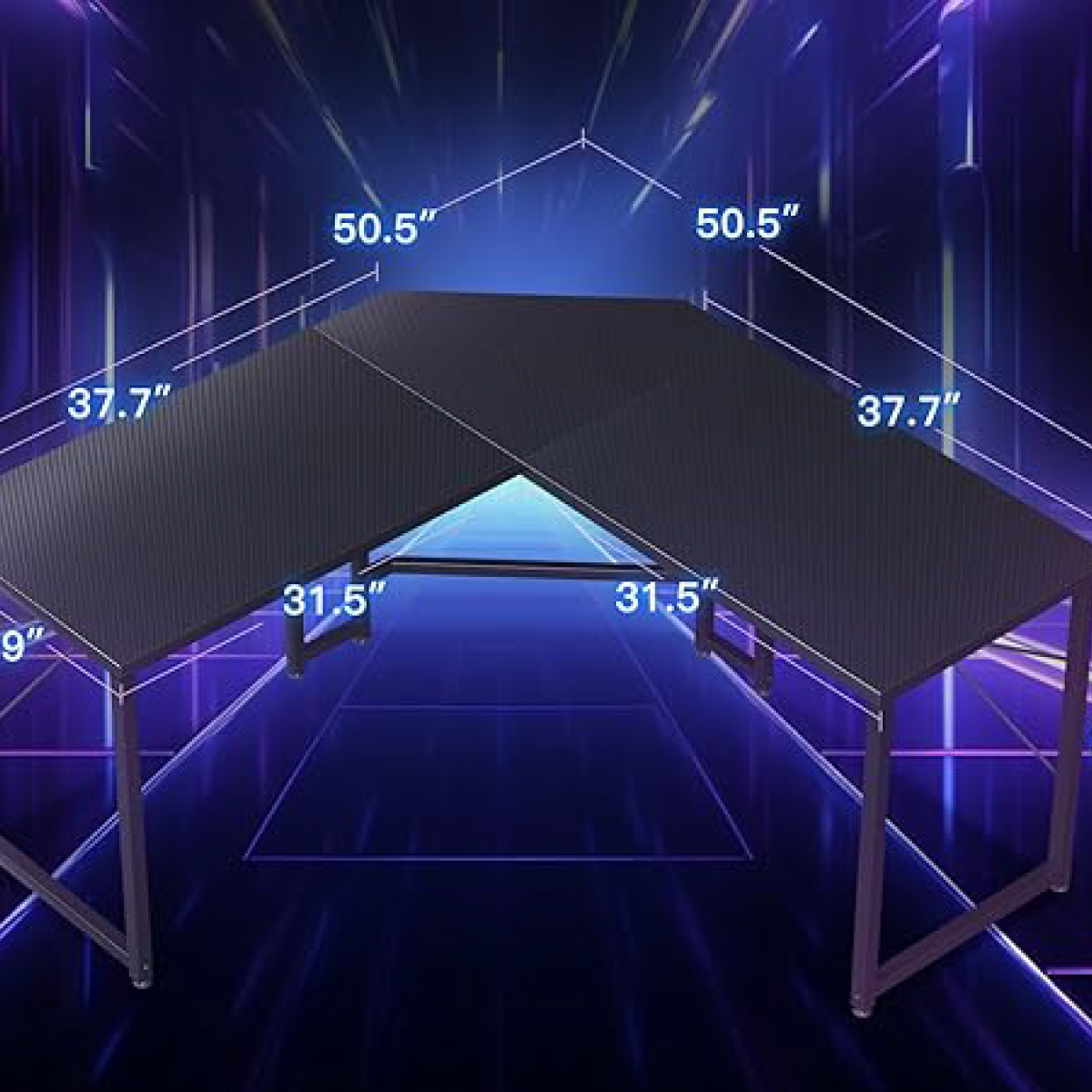 L Shaped Gaming Desk, Corner Desk Gaming Table for Home Office, Computer Desk Sturdy Writing Workstation for Small Space, Easy to Assemble, 51 inch - Image 4