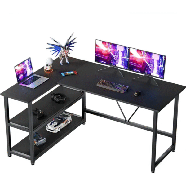 L Shaped Desk 66 inch Corner Desk with Storage Shelf Writing Computer Desk Saving Space for Home Office PC Workstation Laptop Table, White (customised ) - Image 5