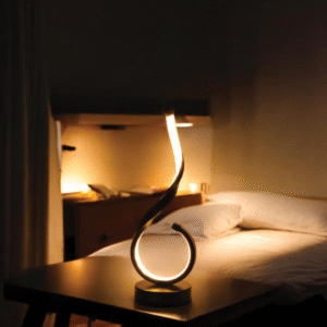 LED Desk Lamp: Black Aluminum Art Deco Bedside Reading Light