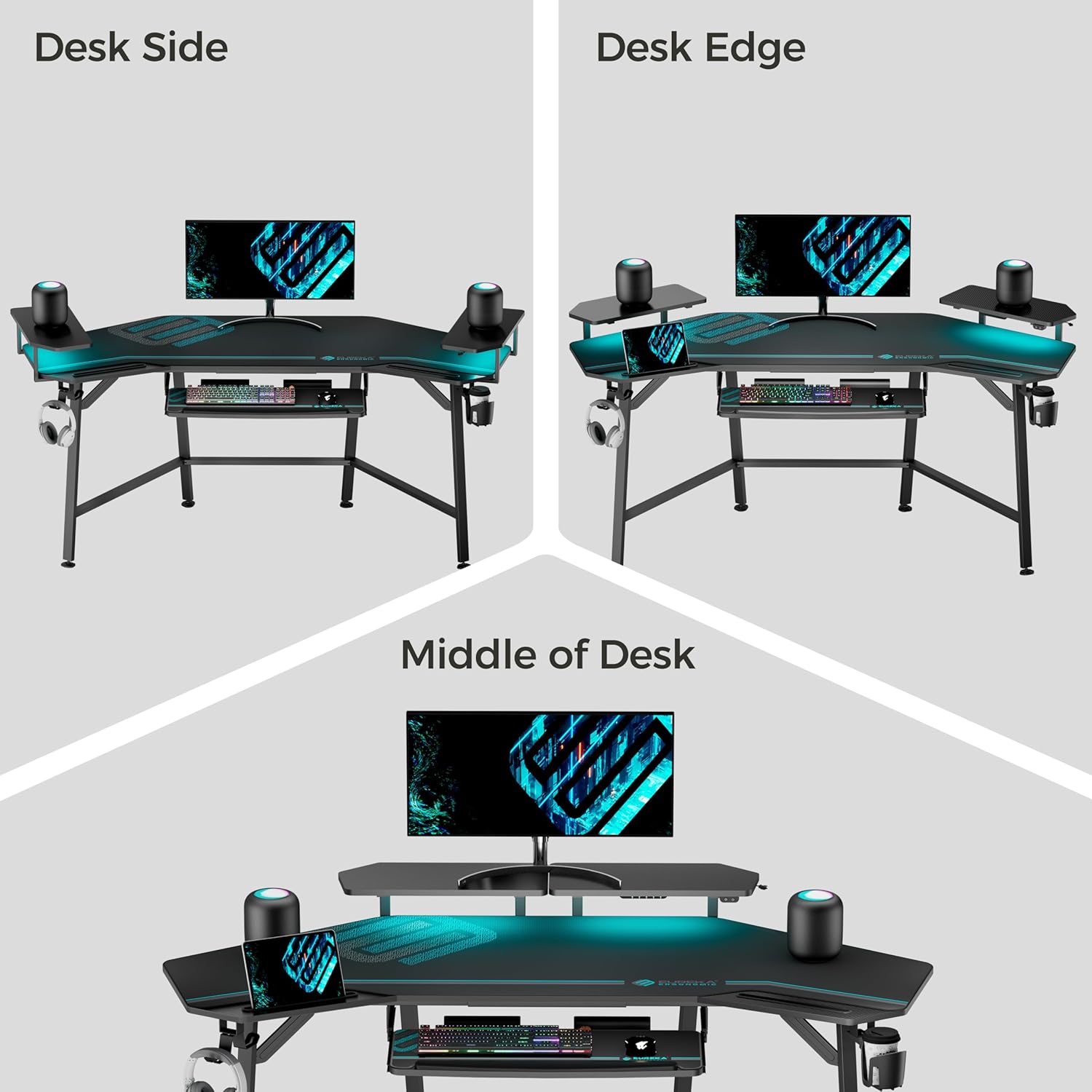 Eureka Ergonomic Aero 72-Inch Gaming Desk with RGB LED & Monitor Stand - Image 6