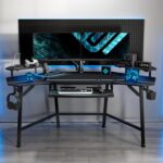 Eureka Ergonomic Aero 72-Inch Gaming Desk with RGB LED & Monitor Stand