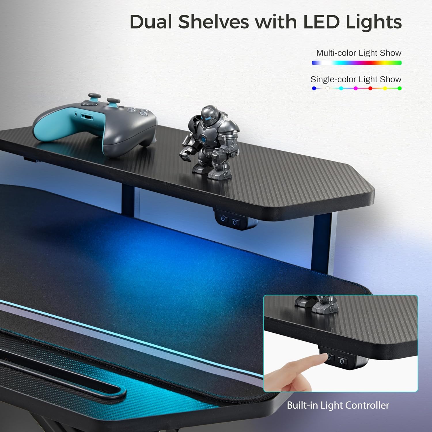 Eureka Ergonomic Aero 72-Inch Gaming Desk with RGB LED & Monitor Stand - Image 5